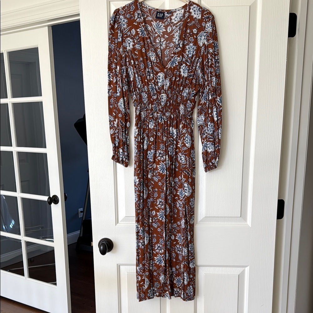 Floral Brown and Blue Women's Dress